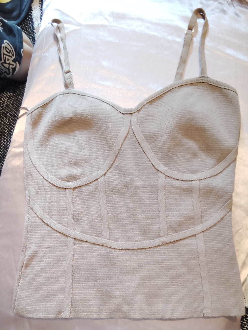 Love Tree Beige Strapless Bustier Tank with Removable Straps